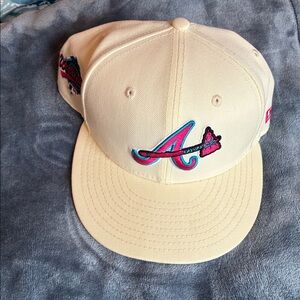 New Era Cream and Pink Women's Hat | NWOT